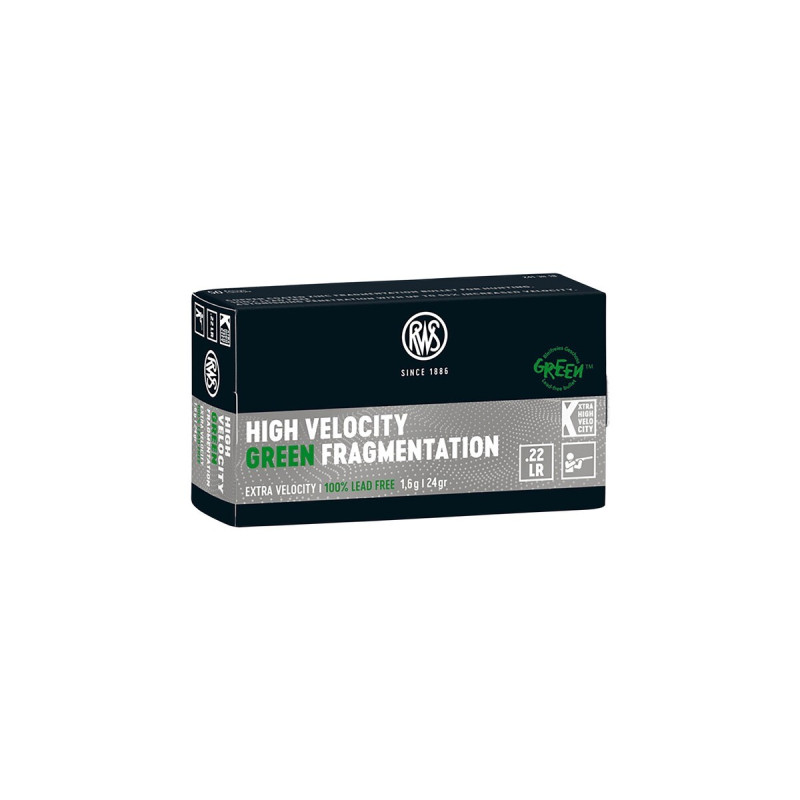 Munitions 22Lr RWS High velocity Green Fragmentation