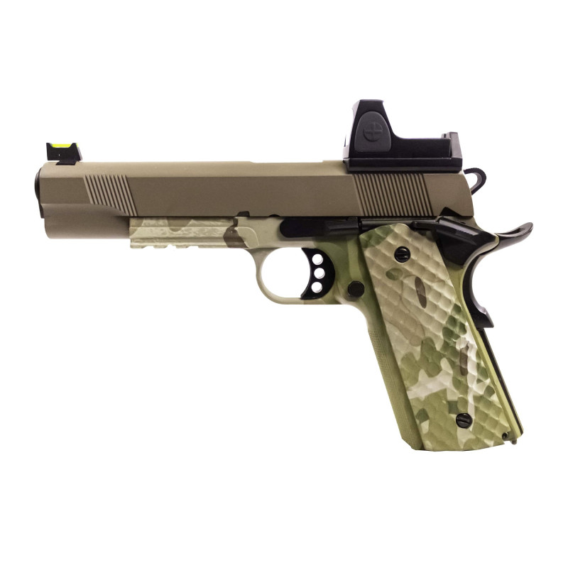 Réplique GBB 1911 MEU Raven gaz Camo / tan 1,0J + point rouge BDS