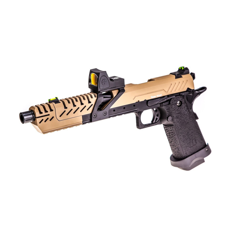 Réplique GBB gaz Hi-Capa TITAN 7 Noir / Tan 1,0J + point rouge BDS