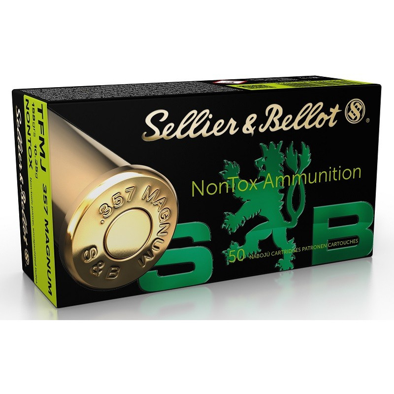 Munitions Sellier & Bellot 357MAG TFMJ NONTOX 158 grains par 50