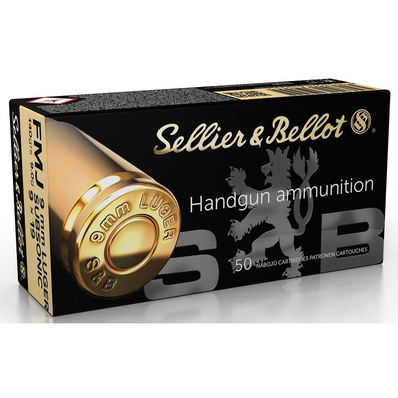 Munitions Sellier & Bellot 9X19 FMJ SUBS 140 grains par 50