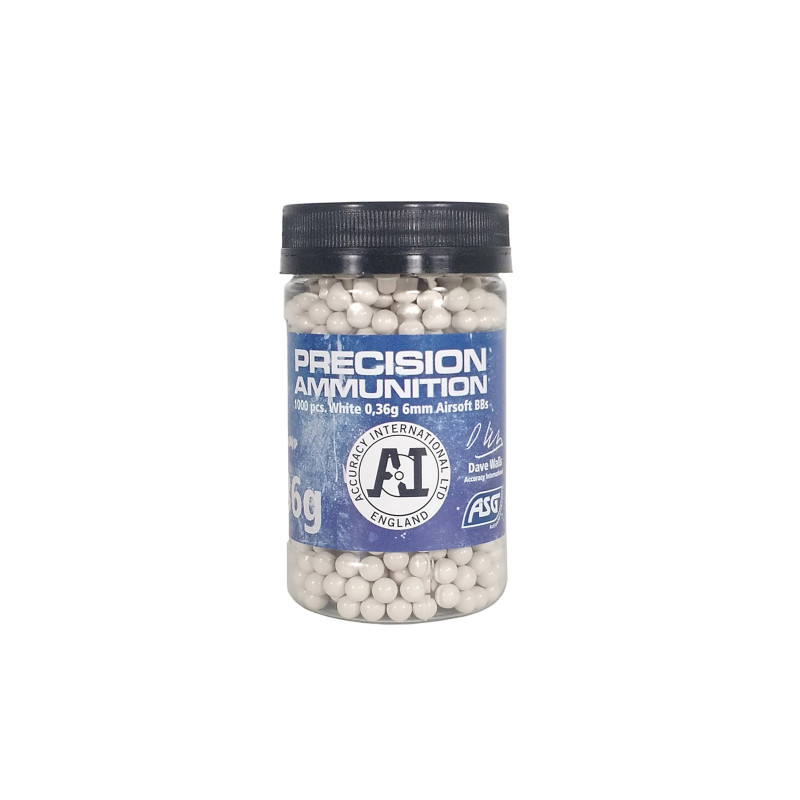 BILLES AIRSOFT 6MM ACCURACY INT. 0.36G X 1000 BLANCHES