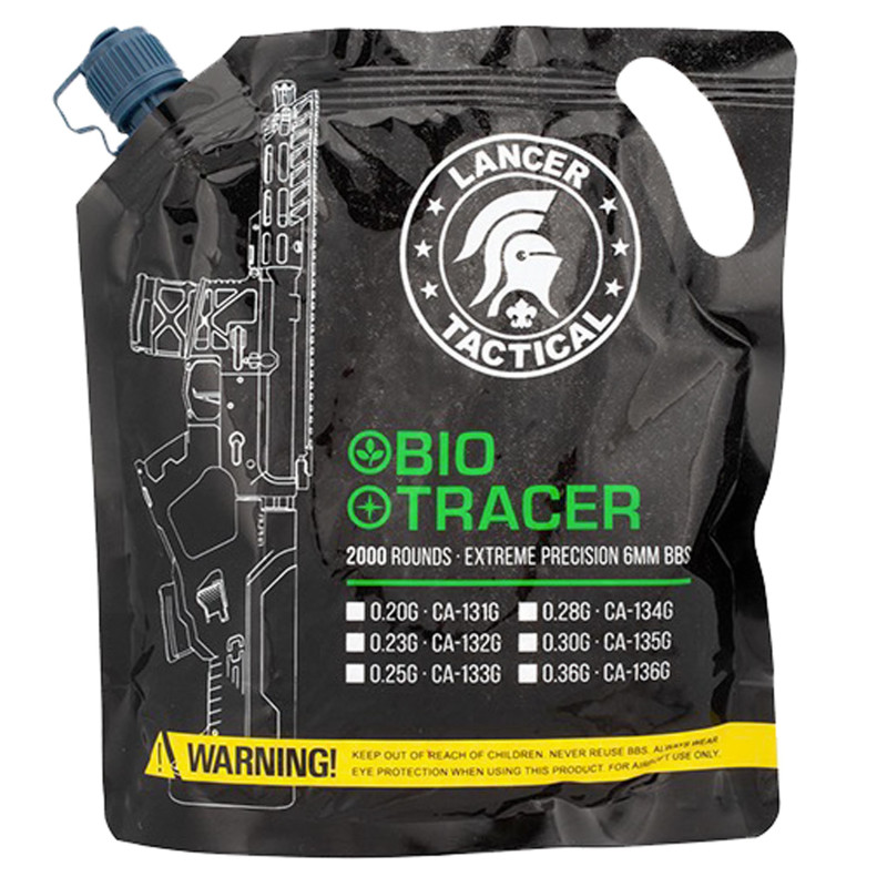 BILLES AIRSOFT 6MM BIO TRAÇANTES VERTES 0.28G X 2000 EN SACHET