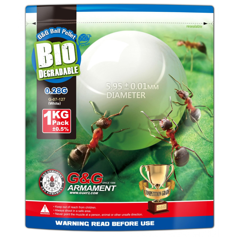 BILLES AIRSOFT 6MM BIO EN SACHET DE 1 KG 0,28G