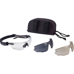 LUNETTES BOLLE COMBAT KIT INCOLORE AVEC DEUX ÉCRANS, HARNAIS ET HOUSSE