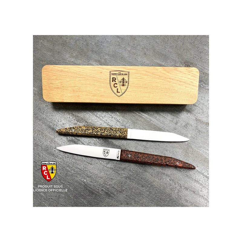Coffret duo avec 2 couteaux de table édition sang & or RC LENS (SOUS LICENCE OFFICIELLE)