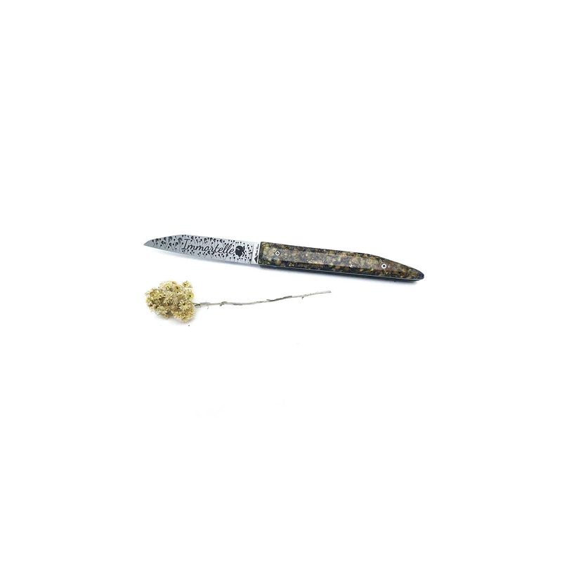 Couteau pliant manche en fleur d'immortelle de Corse