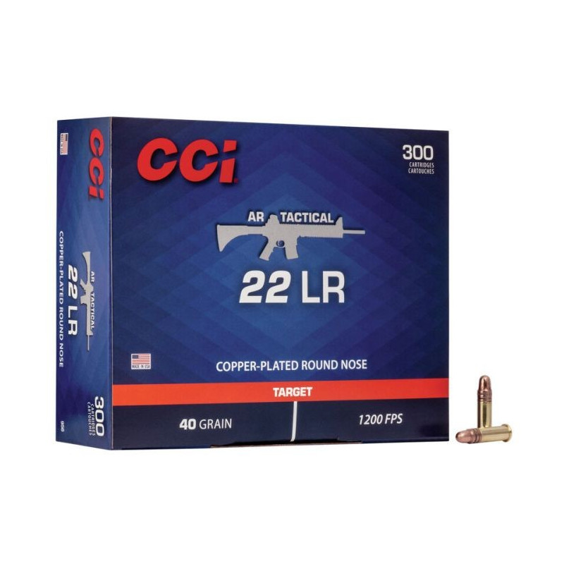 Munitions 22lr CCI AR Tactical - 40Gr RN Cuivrée Boite de 300