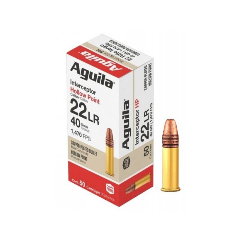 MUNITIONS AGUILA INTERCEPTOR 22 LONG RIFLE 40GR* BOITE DE 50