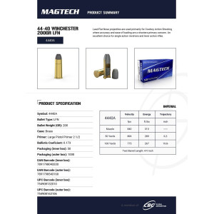 CARTOUCHES MAGTECH 44-40 WIN 200GR LFN