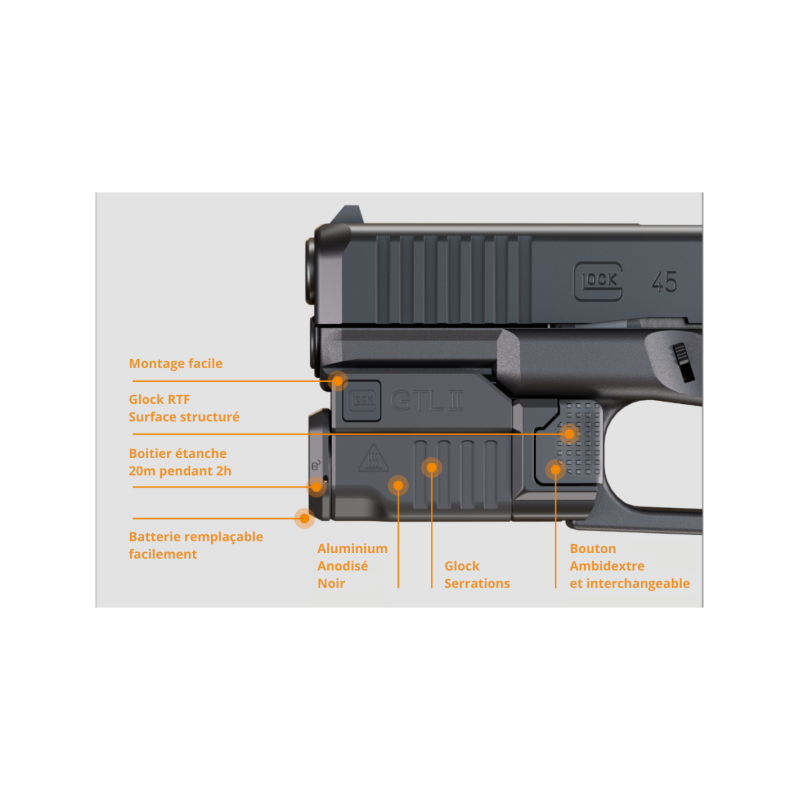 LAMPE GLOCK GTL II LED 01 SET