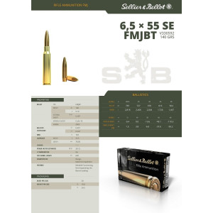 CARTOUCHES SB 6.5X55SE FMJ 140GR x20