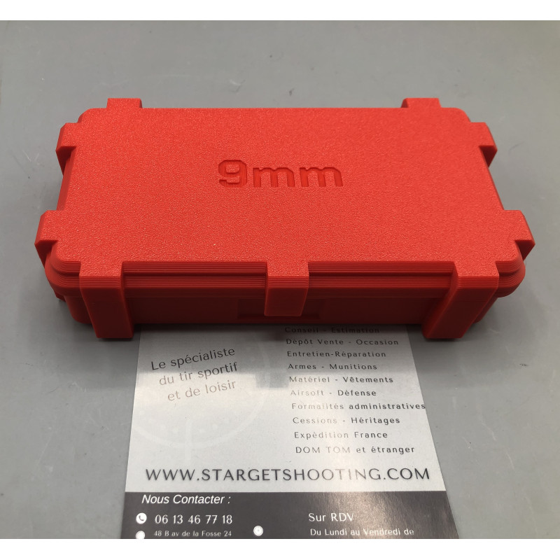 Boîte de rangement rouge calibre 9mm