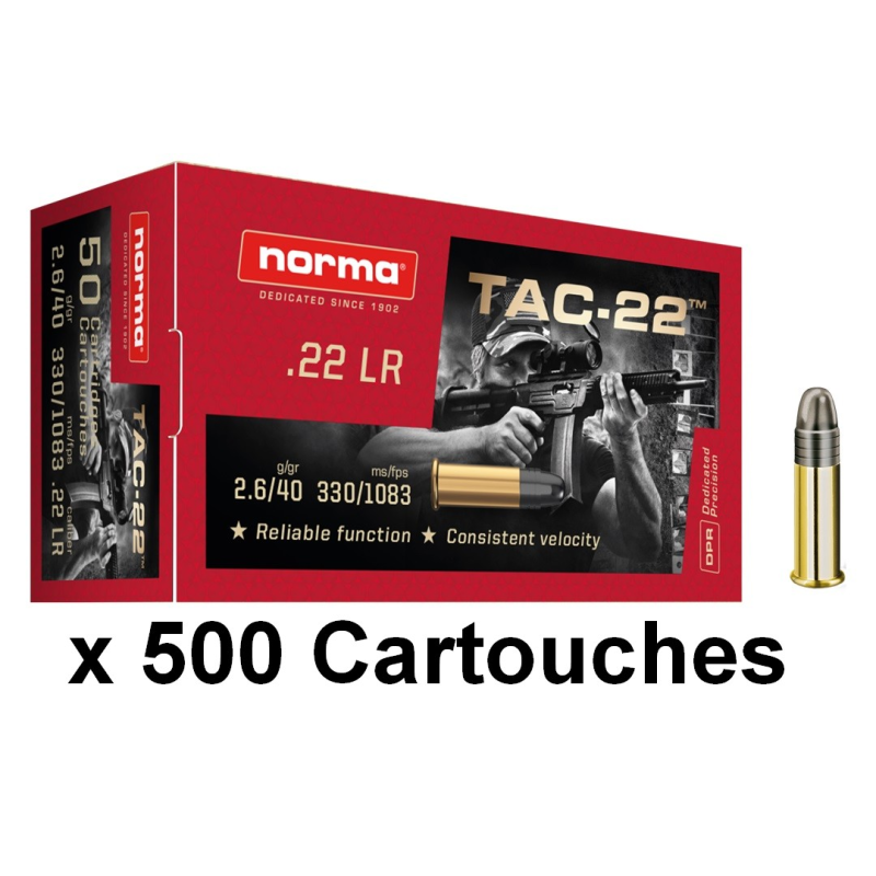 NORMA 22 Lr TAC-22 Pointe pleine (Grande Vitesse) /500
