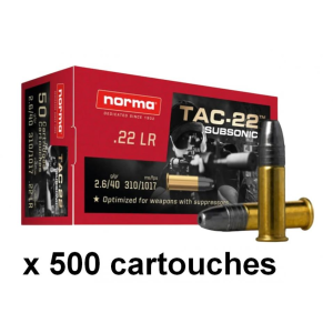NORMA 22 Lr TAC-22 Subsonic Hollow Point (Spécial Silencieux) /500