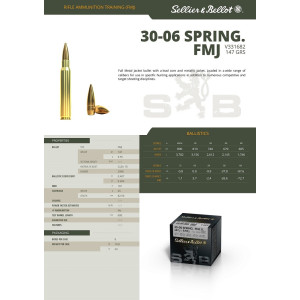 CARTOUCHES SB 30-06 FMJ 147GRS/9.55G X50 VRAC