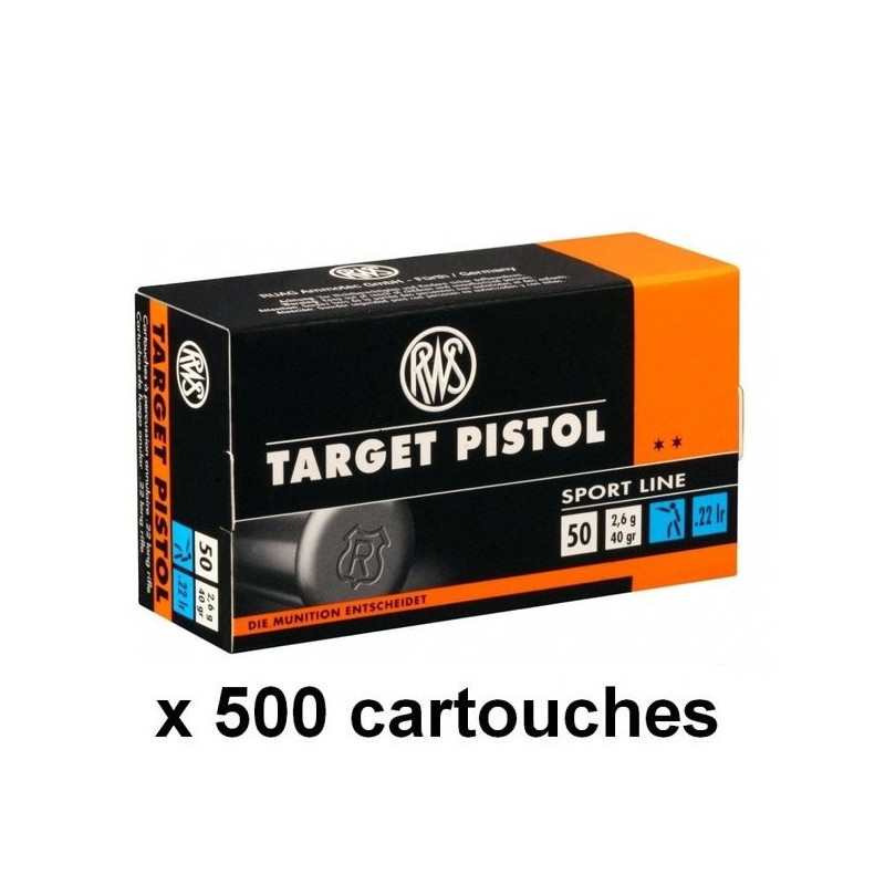Boite de 50 Munitions RWS Target Pistol 22 LR - Cartouches Tir Sportif