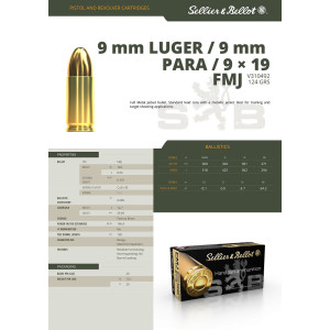 Munitions 9mm Sellier Bellot 124g FMJ