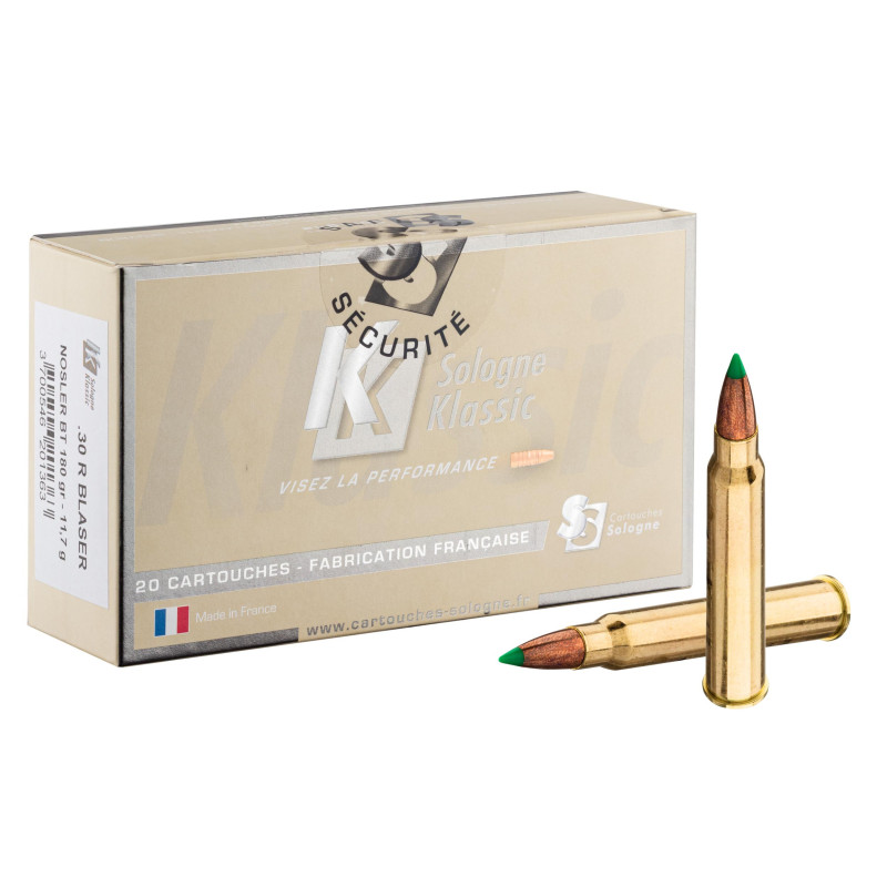 Sologne 30 R Blaser Nosler Ballistic Tip 180 gr / 11,7 g .30 R Blaser Balistic Tip 180 gr / 11.7 g