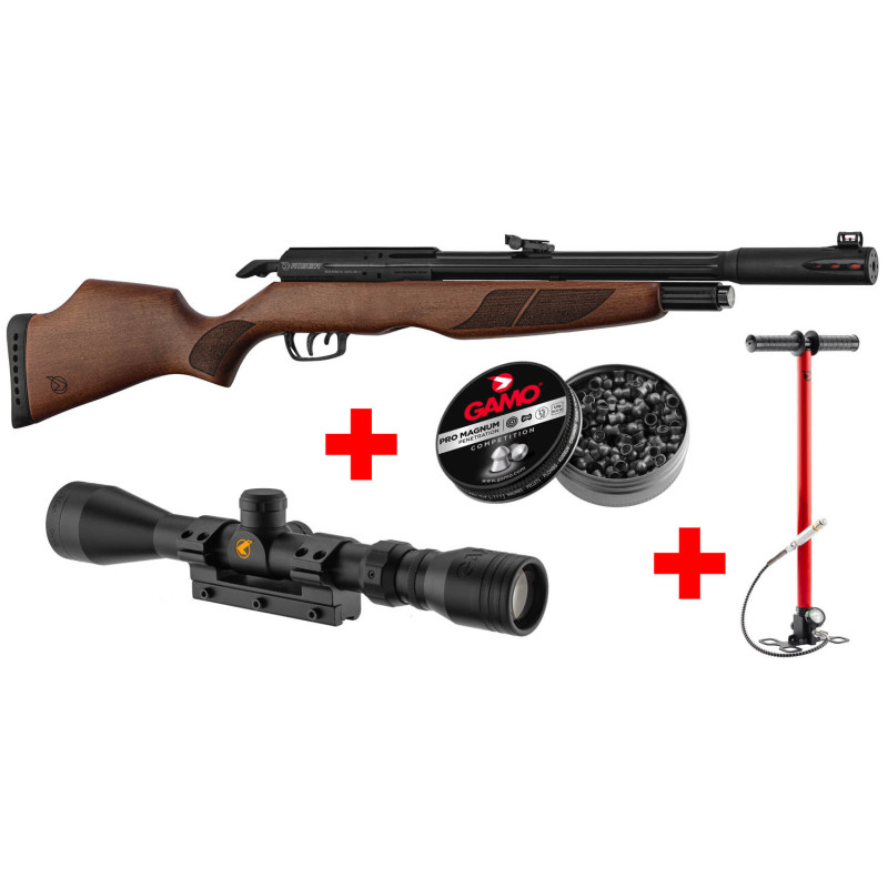 Pack Gamo Riser Punisher Cal. 5,5 mm 40 J + Lunette 3-9 x 40 WR + Pompe Flex PCP Arrow + Plombs Pro Magnum