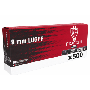 Munitions 9mm Fiocchi FMJ 115 grains par 500