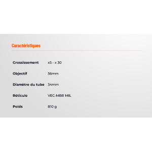 LUNETTE CONTINENTAL X6 5-30X56 FFP 34MM RET MBR