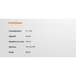 LUNETTE CONTINENTAL X6 3-18X50 FFP 34MM VCT