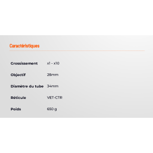 LUNETTE CONTINENTAL X10 1-10X28 ED CTR 34MM  CD