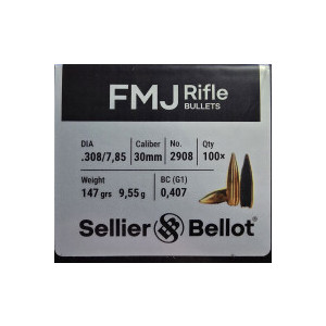 Ogives Sellier & Bellot 308 FMJ 147 grains par 100