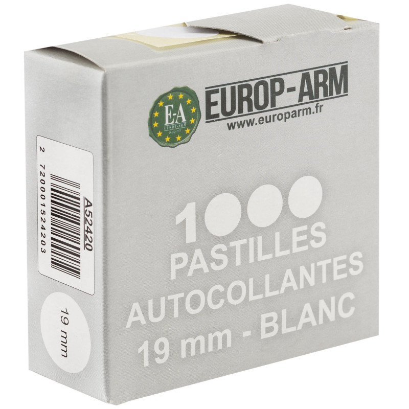 1 000 pastilles autocollantes de tir blanche 19mm