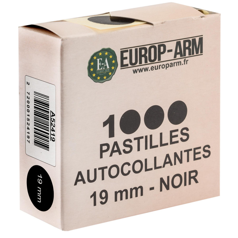 1 000 pastilles autocollantes de tir noire 19mm