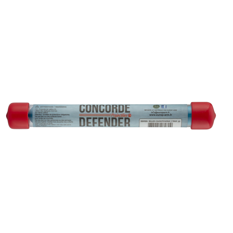 Cal. 50 - Billes de Défense caoutchouc- Tube de 10 billes