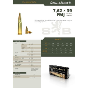 CARTOUCHES SB 7,62X39FMJ KALASHNIKOV
