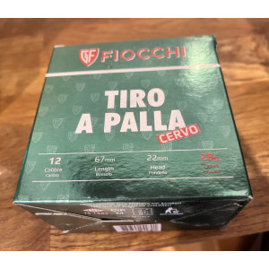 Boîte de 25 cartouches à balle plomb Fiocchi "Tiro a Palla" Cervo (Running Boar Line) - Calibre 12/67