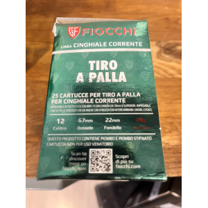 Boîte de 25 cartouches à balle plomb Fiocchi "Tiro a Palla" Cervo (Running Boar Line) - Calibre 12/67