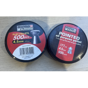 Lot de 2 Boîtes de Plombs Swiss Arms (Flat & Pointed) - Calibre 4,5 mm