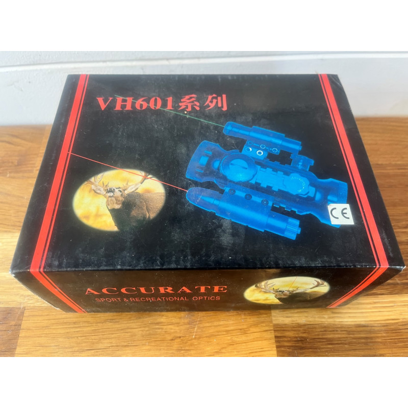 Viseur Red Dot / Lunette Airsoft VH601 30mm - Illumination Rouge / Vert / Bleu + Laser Intégré - Occasion