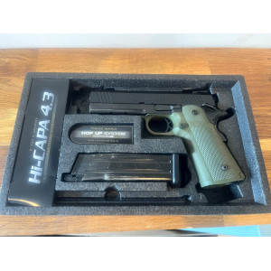 Réplique GBB Tokyo Marui Hi-Capa 4.3 Tactical Custom – Custom Tanio Koba / Poignée Verte – Occasion