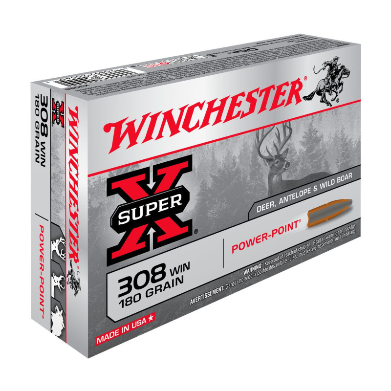 BALLES 308WIN SUPER X POWER POINT 180GR X20