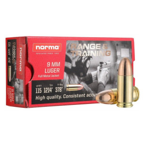 Munitions NORMA 9mm FMJ 115g par 500