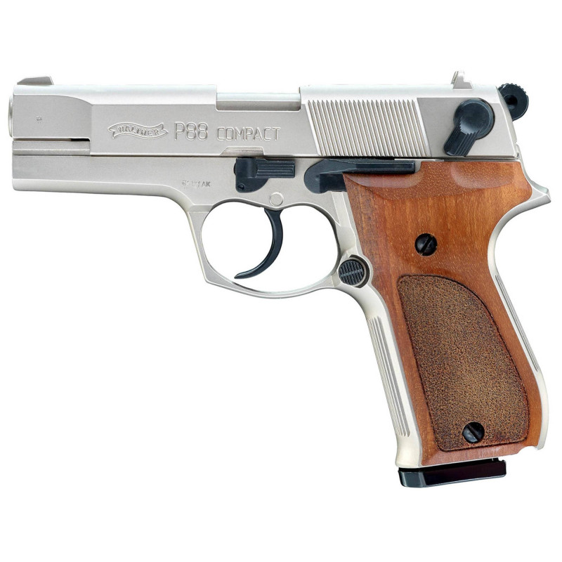 Pistolet à blanc Walther calibre 9mm modèle P88 Compact Nickelé